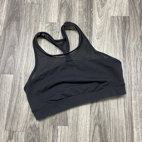 LULULEMON Scoop Neck Mesh Front Panel Black Sports Bra Women's Size 4 - Picture 4 of 10